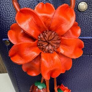 Genuine Leather Bag Charm Leather Purse Accessories Flower Bag Charm NEW